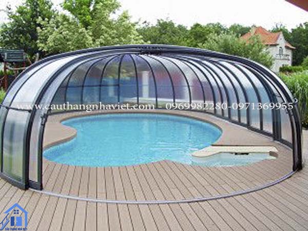 mẫu mái kính bể bơi đẹp dạng vòm